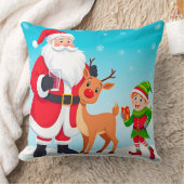 サンタ、小妖精や小人、トナカイのフェスティバル クッション (ブランケット)