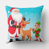 サンタ、小妖精や小人、トナカイのフェスティバル クッション (裏面)