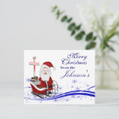 サンタ&彼のそりのクリスマスグリーティングカード シーズンポストカード (スタンド正面)