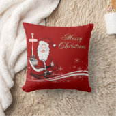 サンタ&彼のそりのクリスマス クッション (ブランケット)