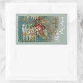 サンタ&彼の素晴らしい飛んでいるマシンシール 長方形シール (バッグ)