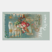 サンタ&彼の素晴らしい飛んでいるマシンシール 長方形シール (正面)