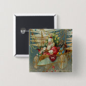 サンタ&彼の素晴らしい飛んでいるマシンボタン 缶バッジ (正面&裏面)