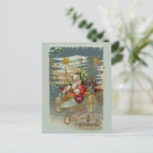 サンタ&彼の素晴らしい飛んでいる機械葉書 シーズンポストカード (スタンド正面)