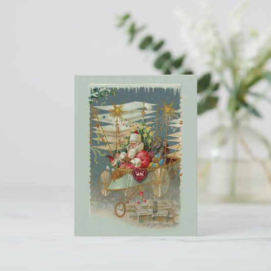 サンタ&彼の素晴らしい飛んでいる機械葉書 シーズンポストカード (スタンド正面)