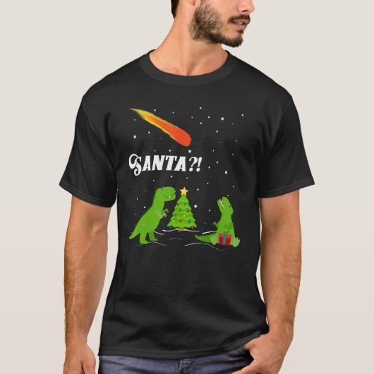 サンタ!恐竜絶滅の小惑星クリスマス Tシャツ (正面)
