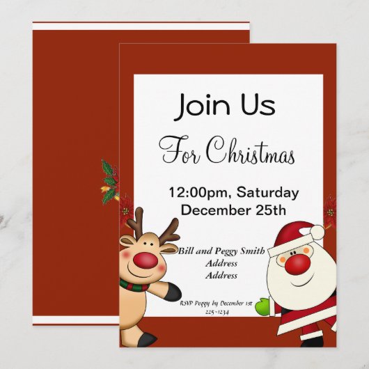 サンタ 招待状 (正面/裏面)