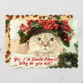 サンタ「爪」クリスマスキャット両面カード シーズンカード (正面/裏面)