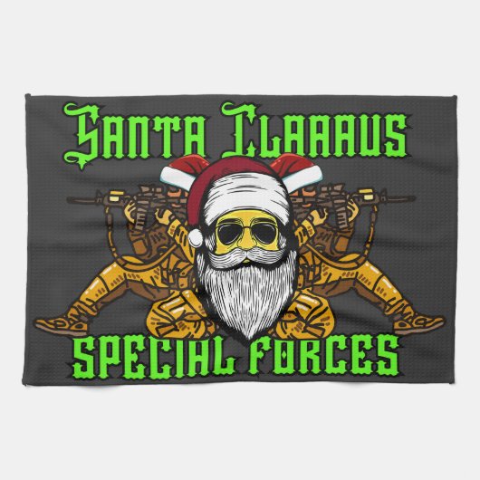 サンタ、特殊部隊、陸軍 キッチンタオル (横)