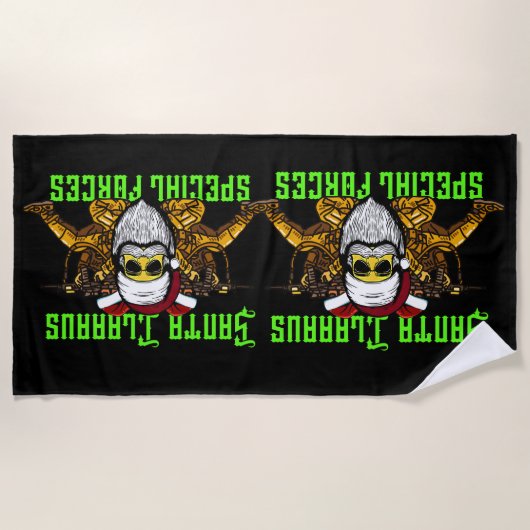 サンタ、特殊部隊、陸軍 ビーチタオル (正面)