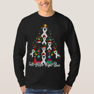 サンタ 白いリボン クリスマスツリー 肺がん啓発 Tシャツ