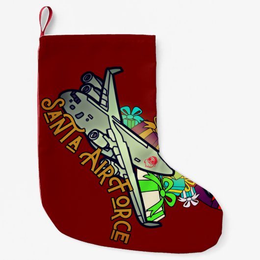 サンタ、空軍、陸軍 スモールクリスマスストッキング (正面)