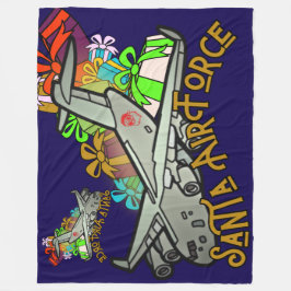 サンタ、空軍、陸軍 フリースブランケット