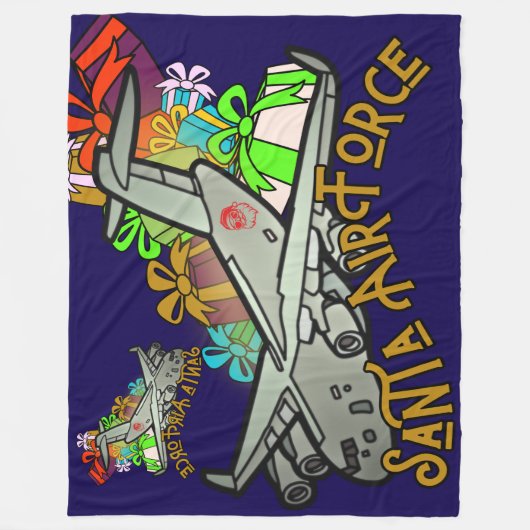 サンタ、空軍、陸軍 フリースブランケット (正面)