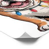 サンタ 英語 ブルドッグ ジンジャー ライト クリスマス ポスター (角)