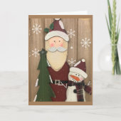 サンタ&雪だるまがことわざメリークリスマスに参加 カード (正面)