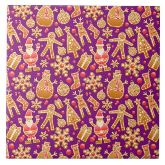 サンタ&雪だるまジンジャーブレッドChristmas Cookie タイル (正面)