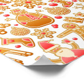 サンタ&雪だるまジンジャーブレッドChristmas Cookie ポスター (角)