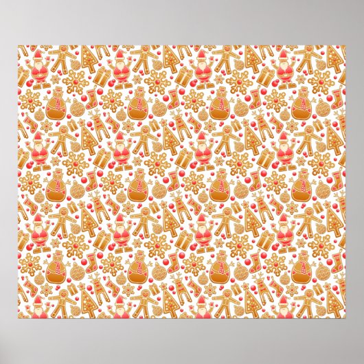 サンタ&雪だるまジンジャーブレッドChristmas Cookie ポスター (正面)