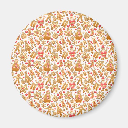 サンタ&雪だるまジンジャーブレッドChristmas Cookie マグネット (正面)