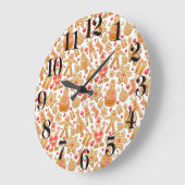 サンタ&雪だるまジンジャーブレッドChristmas Cookie ラージ壁時計 (傾斜)