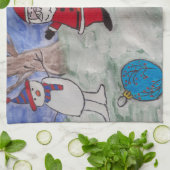 サンタ&雪だるまティータオル キッチンタオル (折り畳み)