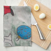 サンタ&雪だるまティータオル キッチンタオル (四つ折り)