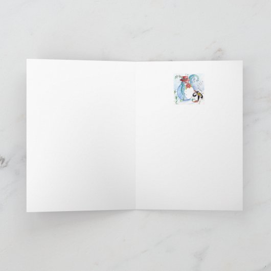 サンタ、雪だるまミュージカルホリデークリスマスグリーティング シーズンカード (内部)