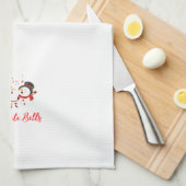 サンタ、雪だるま、トナカイとジンルベル キッチンタオル (四つ折り)