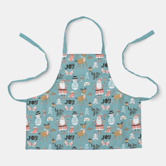 サンタ、雪だるま、トナカイのパターンID559 エプロン (正面)