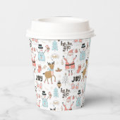 サンタ、雪だるま、トナカイのパターンID559 紙コップ (裏面)