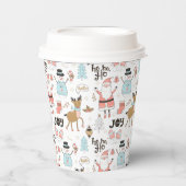 サンタ、雪だるま、トナカイのパターンID559 紙コップ (正面)