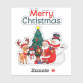 サンタ、雪だるま、トナカイのメリークリスマス シール (シート)