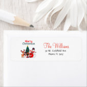 サンタ、雪だるま、トナカイのメリークリスマス ラベル (インサイチュ)