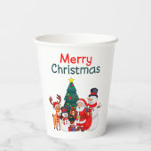 サンタ、雪だるま、トナカイのメリークリスマス 紙コップ (裏面)