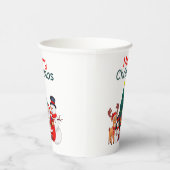 サンタ、雪だるま、トナカイのメリークリスマス 紙コップ (右)