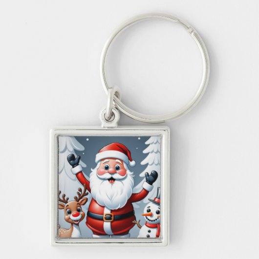サンタ、雪だるま、トナカイのラルフ キーホルダー (正面)