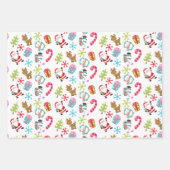 サンタ、雪だるま&トナカイ ラッピングペーパーシート (正面)