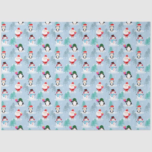 サンタ、雪だるま、プレゼント 薄葉紙 (正面)