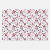 サンタ，雪だるま，ペンギンのクリスマスをテーマにした ラッピングペーパーシート (正面3)