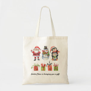 サンタ、雪だるま、ペンギンのクリスマストートバッグ トートバッグ
