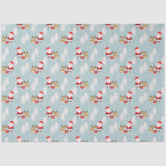 サンタ、雪だるま、ルドルフおよびプレゼントティッシュペーパー 薄葉紙 (正面)