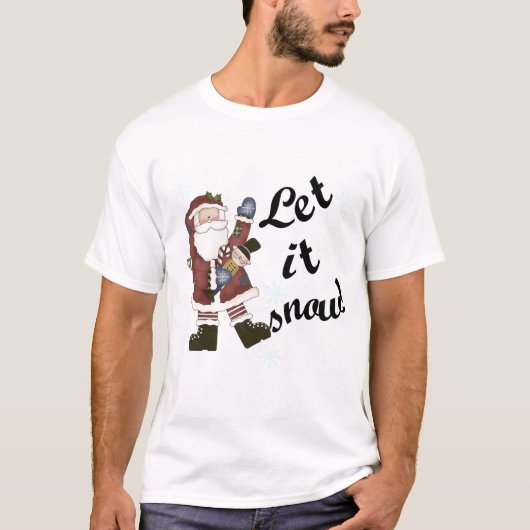 サンタ、雪のTシャツとプレゼント Tシャツ (正面)