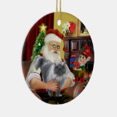 サンタ – 青い煙のペルシャ猫 セラミックオーナメント (右)