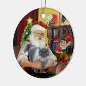 サンタ – 青い煙のペルシャ猫 セラミックオーナメント (左)
