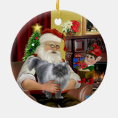 サンタ – 青い煙のペルシャ猫 セラミックオーナメント (裏面)