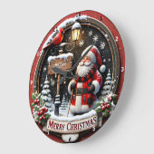 サンタ（鳥）ショウジョウコウカンチョウウィンターウェルカムヴィンテージクリスマス ラージ壁時計 (傾斜)