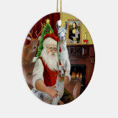 サンタ – 2つのラマ(ママ+ベビー) セラミックオーナメント (右)
