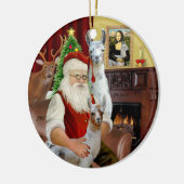 サンタ – 2つのラマ(ママ+ベビー) セラミックオーナメント (左)