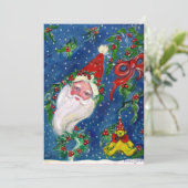 サンタ、HOLLYBERRY CRONS、CHRISTMASパーティーレッドブルー 招待状 (スタンド正面)